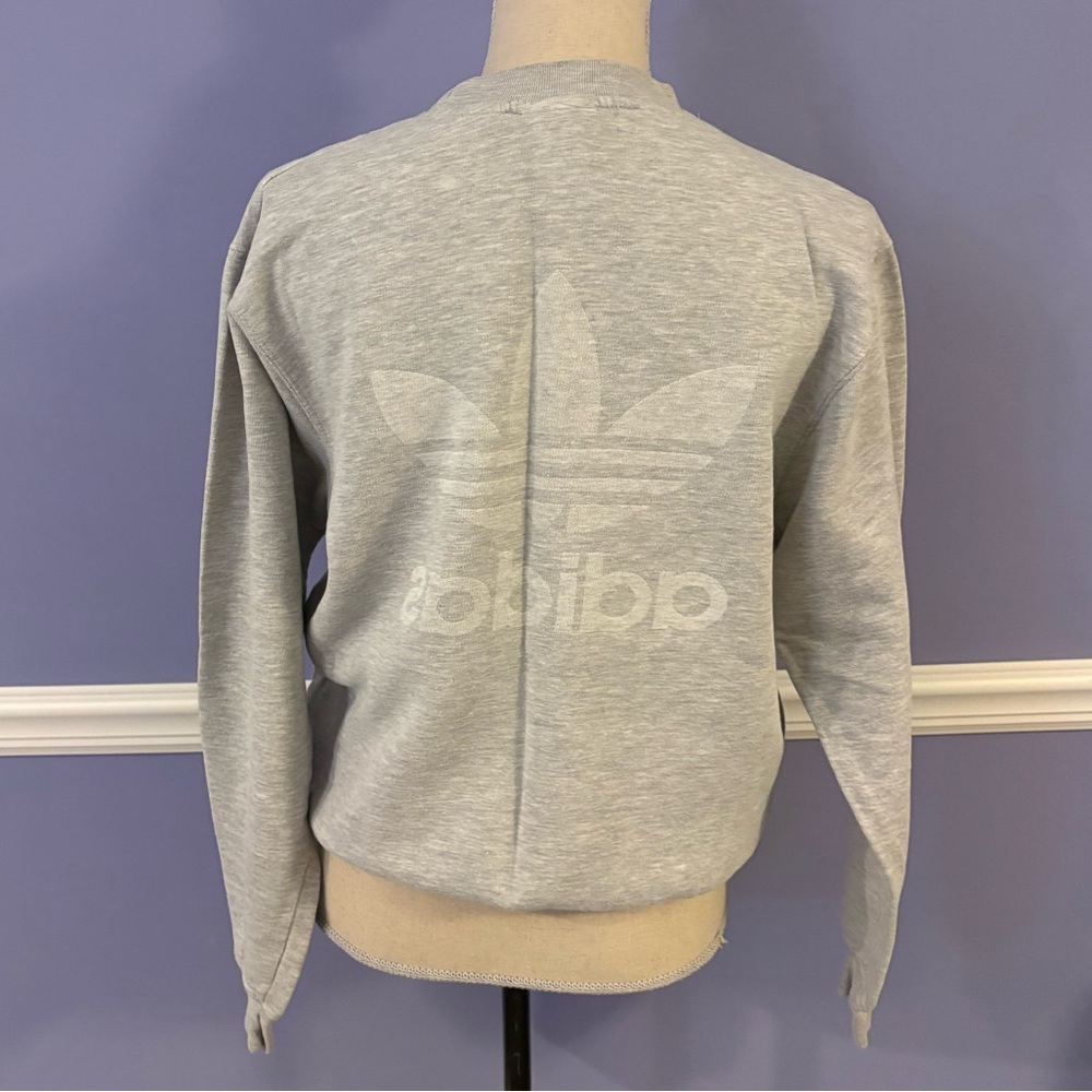 Adidas Women's Light Gray Crew Neck Sweater